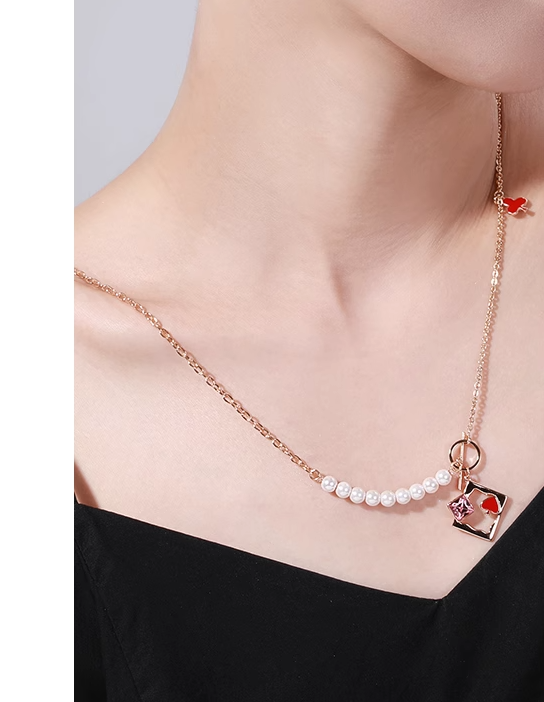クリスタル合金の女性の桜ピンクのネックレス