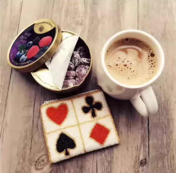 エスニックスタイルのポーカービーズ小銭入れ