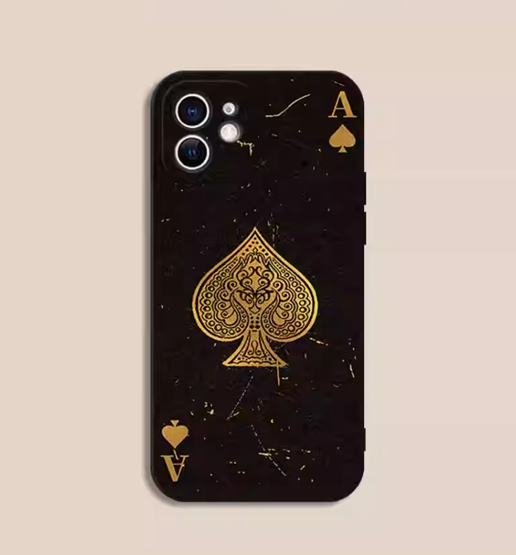 ゴールドパウダー スペードのエース スタイル ブラック iPhone ケース