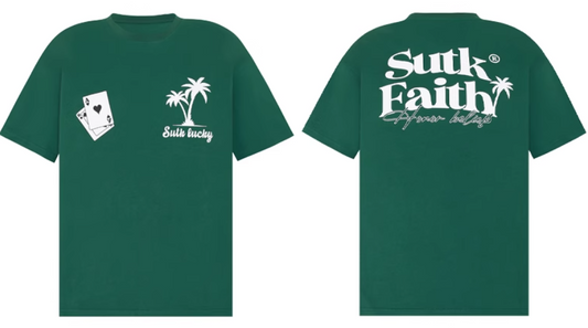 ダークグリーンのカップルココナッツツリープリントTシャツ