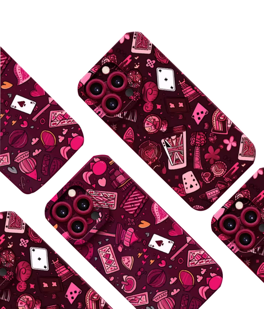 液体シリコーン ローズ カラー ポーカー クリエイティブ要素 iPhone ケース