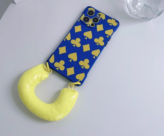 レザー イエロー ハンドループ スタイル iPhone ケース