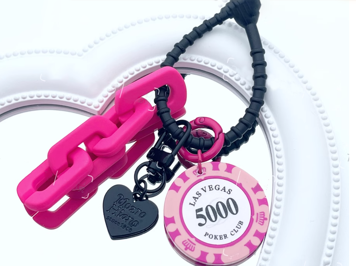 ローズレッドチェーンキーホルダー