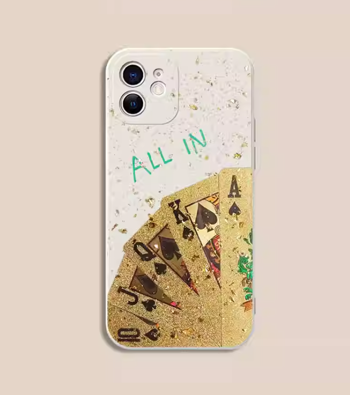 ALL IN ゴールドパウダー フラッシュ スタイル ホワイト iPhone ケース