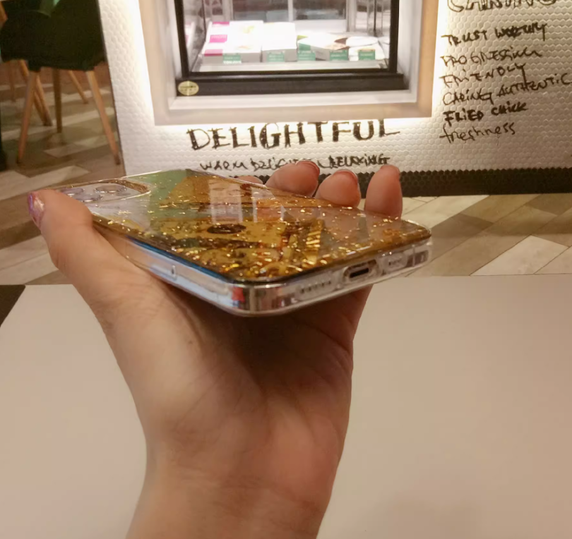 透明ゴールデンポーカーパターンiPhoneケース