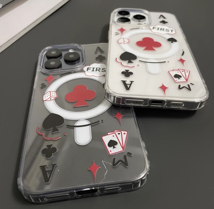 コミックパターンとエアバッグ落下防止ブラケット - ポーカー要素の iPhone ケース