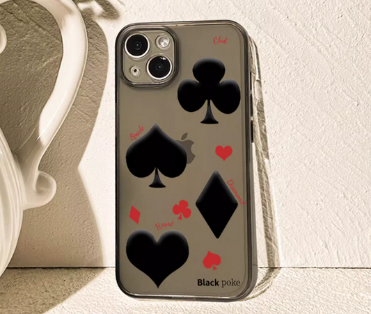 透明ブラックスペードハート柄iPhoneケース