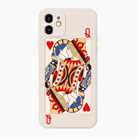 レッドハートQホワイトキングクイーンカップルスタイルプラムブロッサムJ iPhoneケース