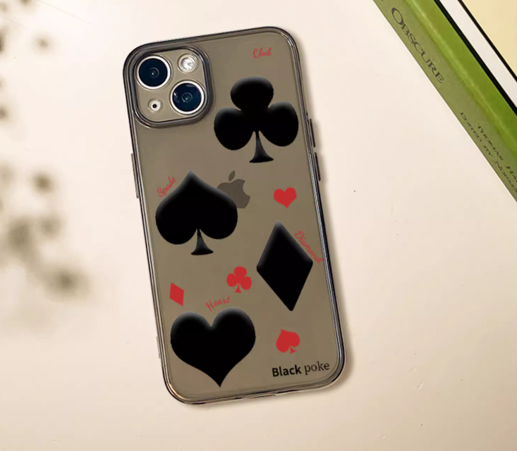 透明ブラックスペードハート柄iPhoneケース