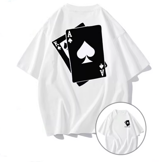 ポーカー ホワイト アメリカン ルーズ カップル T シャツ