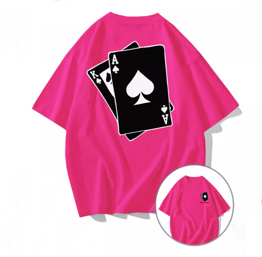 ポーカー ピンク アメリカン ルーズ カップル T シャツ