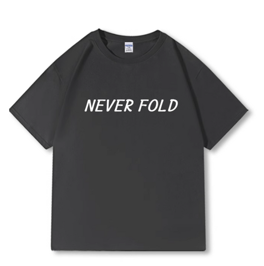 夏用半袖「NEVER FOLD」チャコールグレーTシャツ
