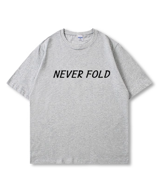 夏用半袖「NEVER FOLD」グレーTシャツ