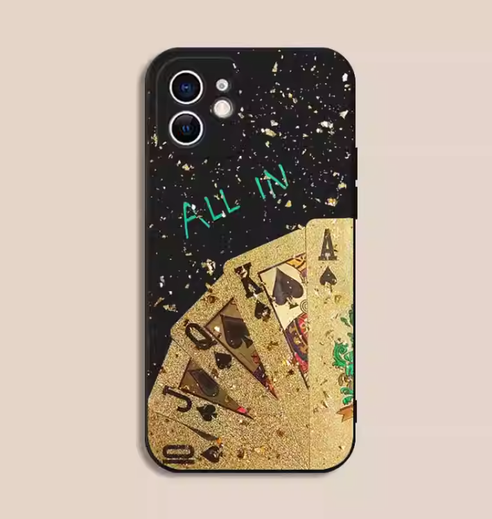 ALL IN ゴールドパウダー フラッシュ スタイル ブラック iPhone ケース